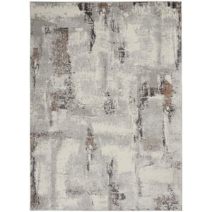 Elation Grey Ivory 4 ft. x 6 ft. Abstract Geometric Area Rug