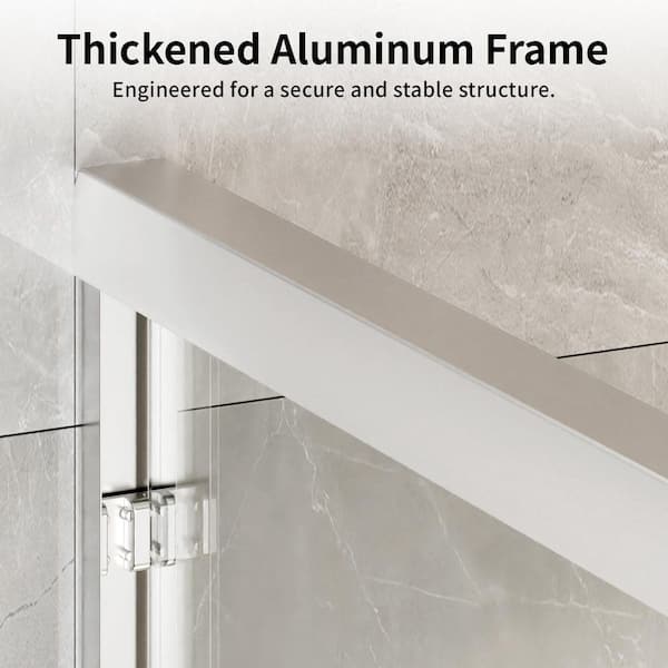 57-60 in. W x 60 in. H Double Sliding Framed Shower Door in Silver with 1/4 in. (6 mm) Clear Glass and Towel Bar