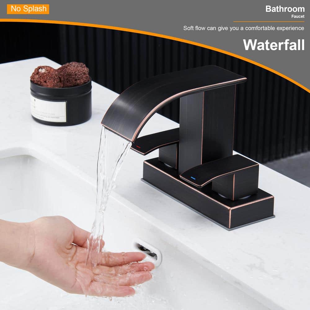 Oil Rubbed Bronze Double Handle Waterfall Bathroom Faucet