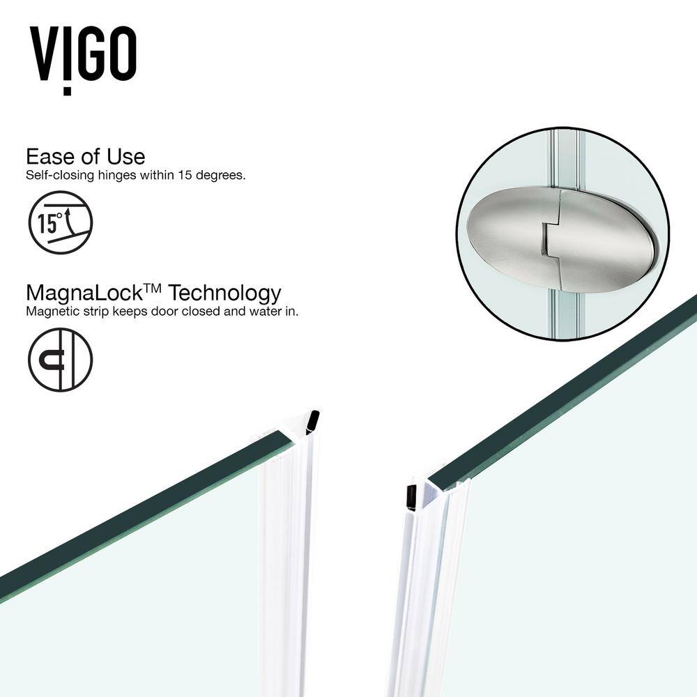 Verona 42" Frameless Neo-Angle Shower Enclosure with Clear Glass and Brushed Nickel Hardware