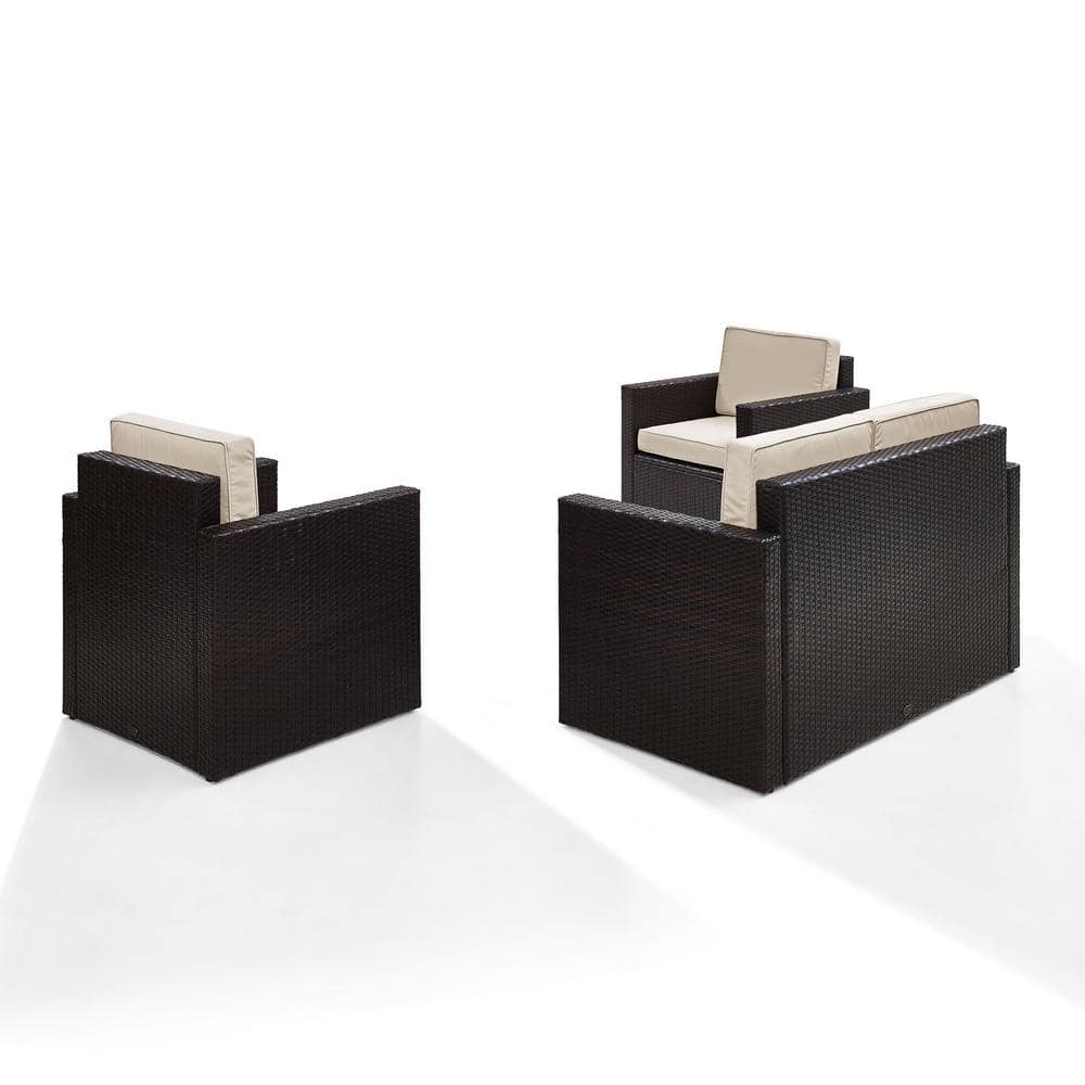 Mahogany and Sand 4-Person Outdoor Wicker Sofa Set
