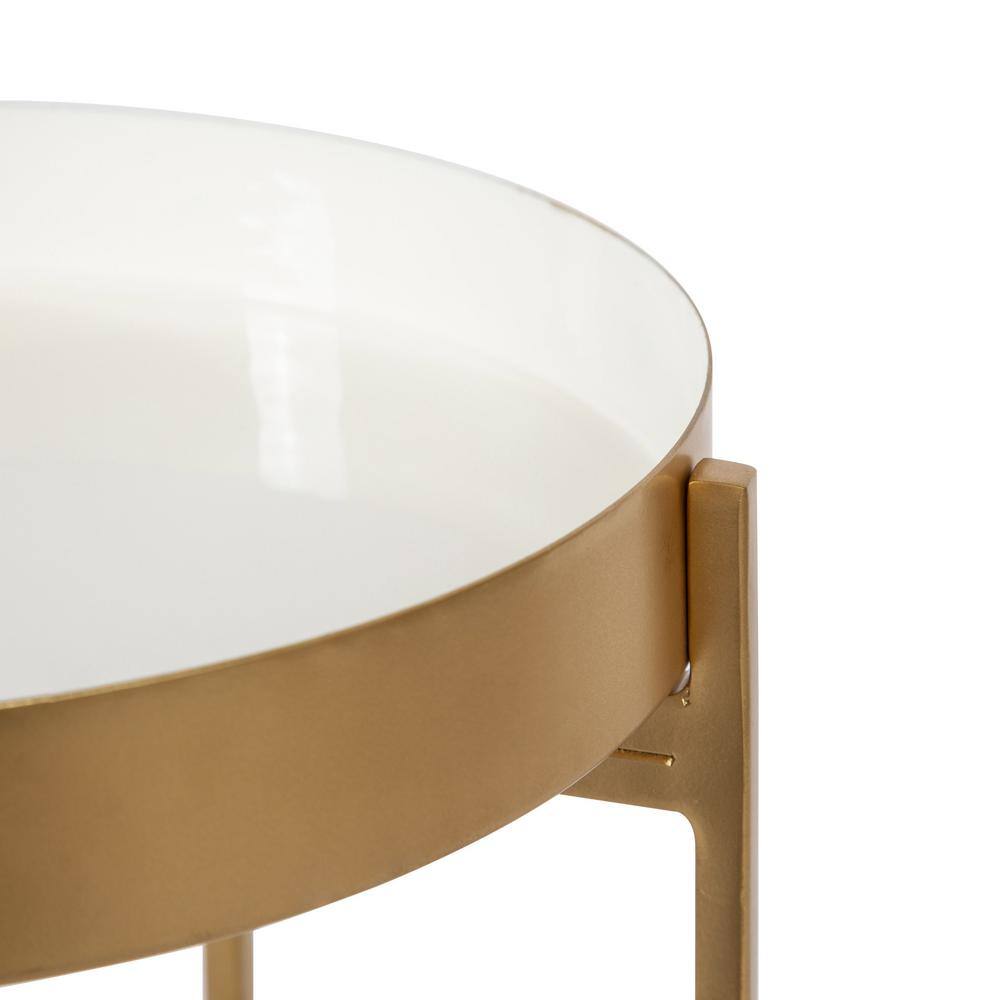 Nira Round Gold Metal Two-Tier Side Table