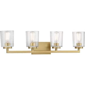Westlyn 4-Light Brushed Brass Vanity Light with Clear Optic Glass Shades
