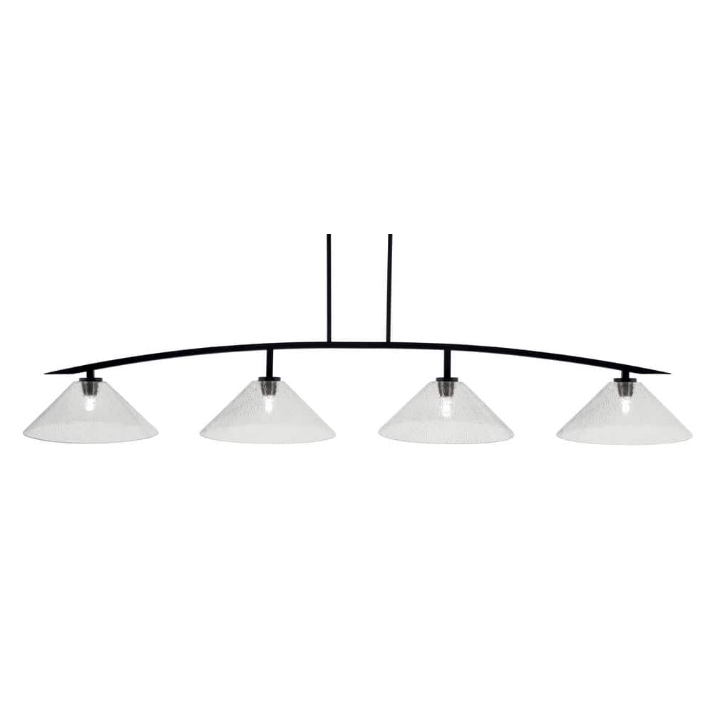 Siena 4-Light Matte Black Billiard Light with 16 in. Smoke Bubble Glass Sha