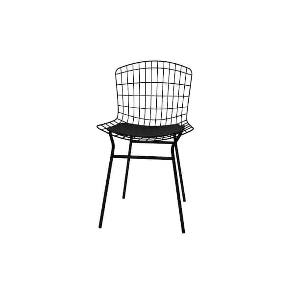Manhattan Comfort Madeline Black Chair with Seat Cushion