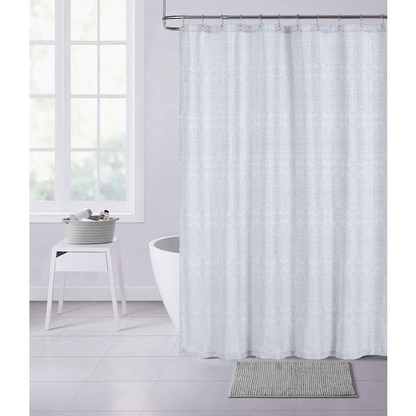 Dainty Home Shirin 70 in. x 72 in. Silver Shower Curtain