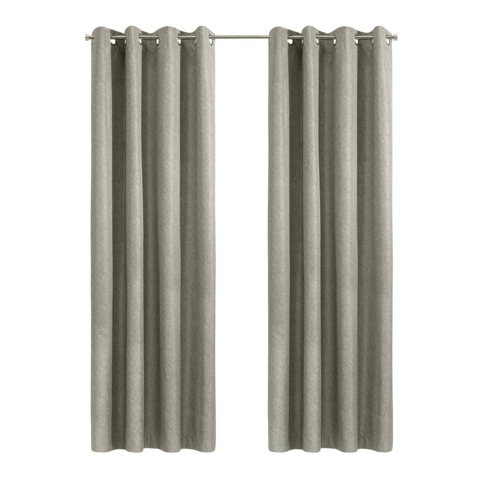 Denver Taupe Grey Blackout Grommet Polyester Curtains 52 x 95