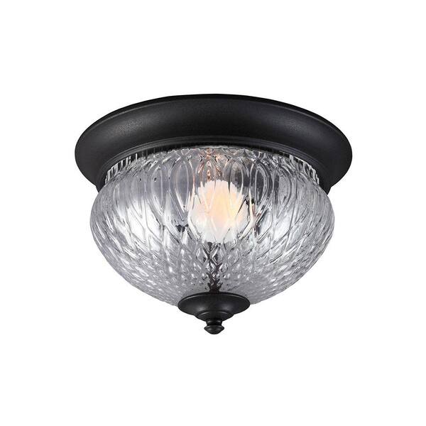Generation Lighting Garfield Park 1-Light Outdoor Black Ceiling Flushmount with Clear Glass