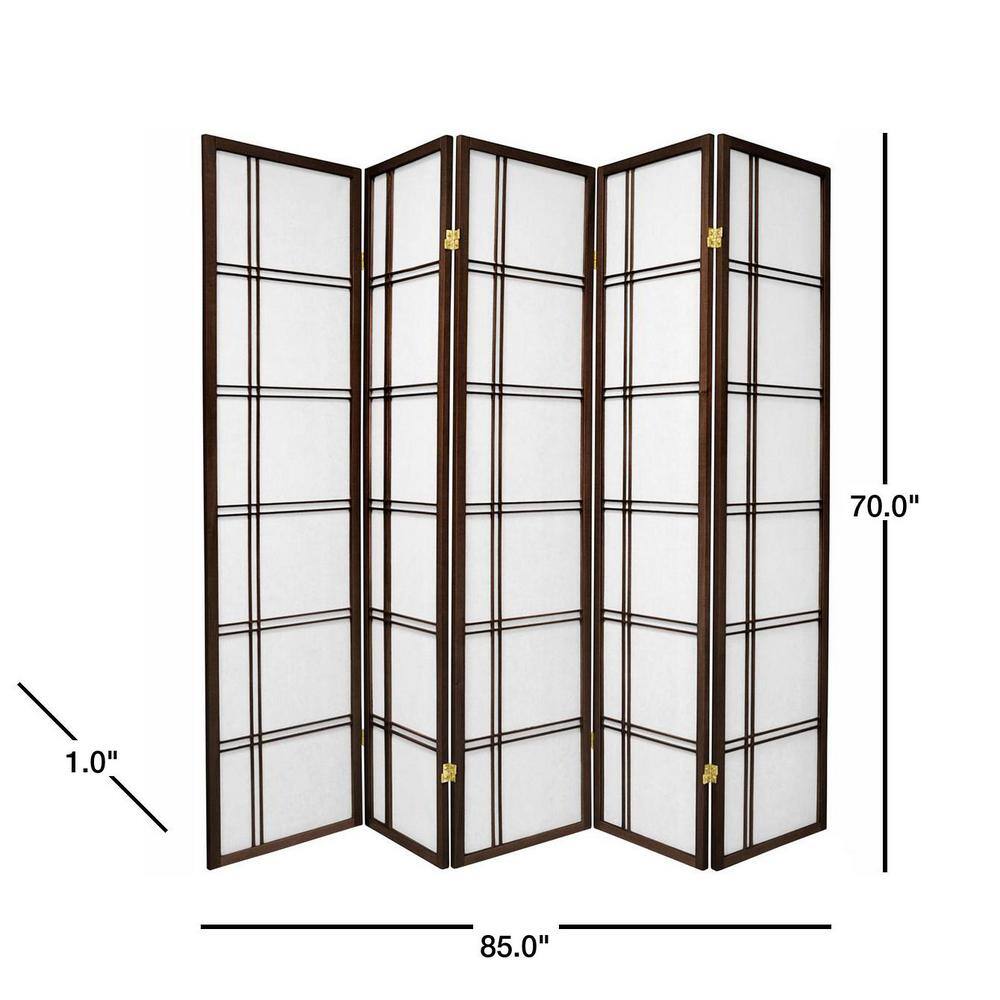 6 ft. Tall Walnut Shoji Screen with Double Cross Design
