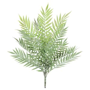 13 in. Frosted Green Artificial Palm Leaf Stem Plant Greenery Foliage Bush (Set of 2)