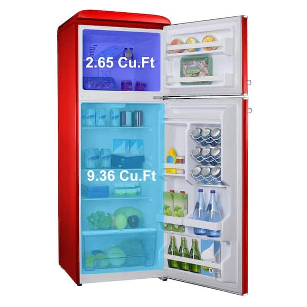 Galanz 24 in. 12 cu. ft. Retro Top Freezer Refrigerator, Hot Rod