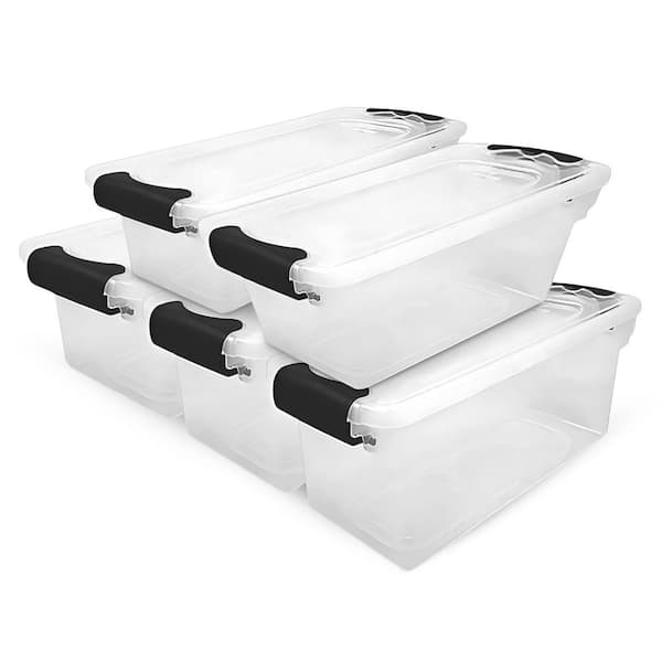 7.5 Qt Clear Storage Organizing Container Bin with Latching Lids, (5 Pack)