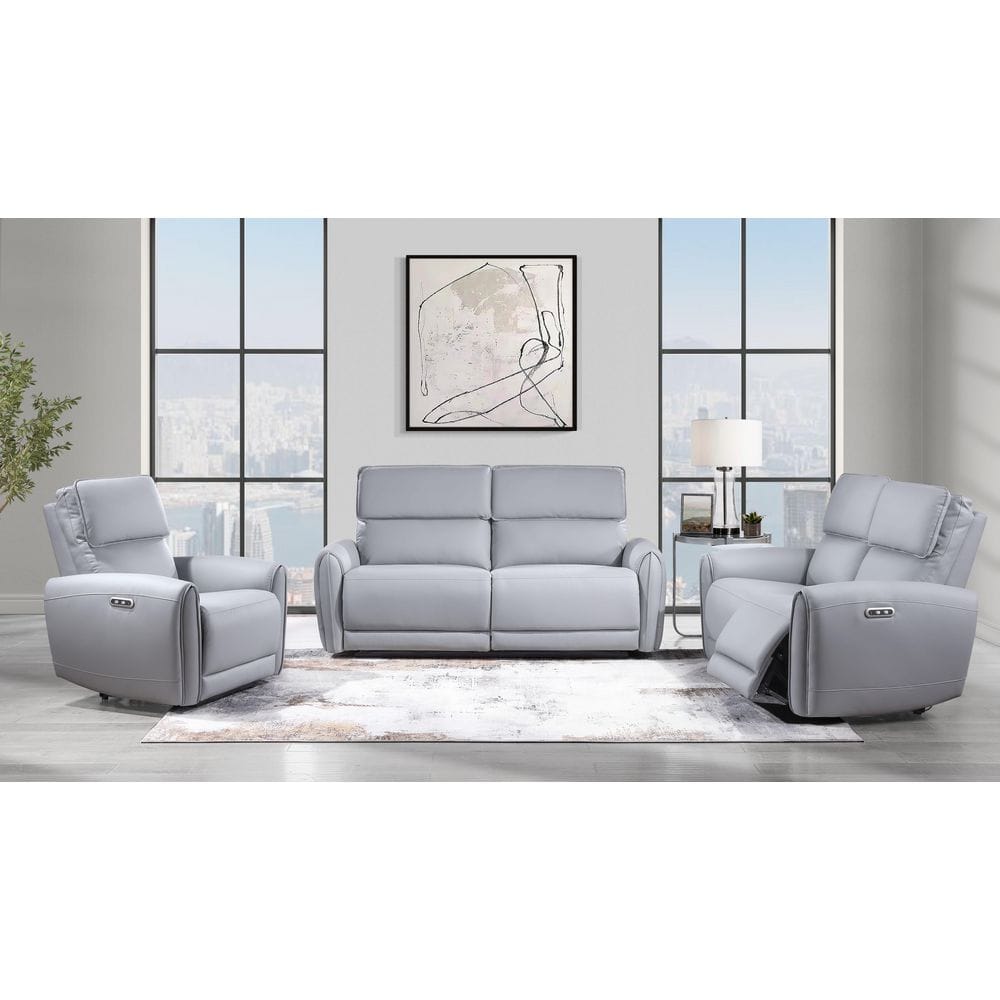 Acme Furniture Aura Gray Faux Leather Recliner with Power Motion