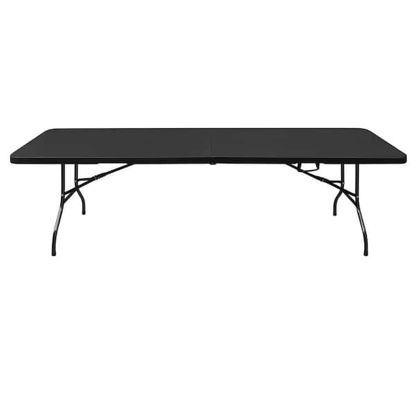 96 in. W Black Rectangle Iron Frame Material Picnic Table Seats 6-People Portable Foldable Picnic Table