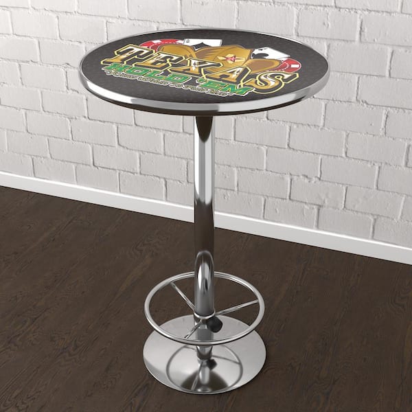 Unbranded Texas Hold 'em 3-Piece Round Acrylic Top Chrome Bar Table Set (Seats-2)