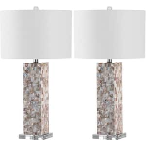 Jacoby 28.9 in. Cream Shell Table Lamp with White Shade (Set of 2)