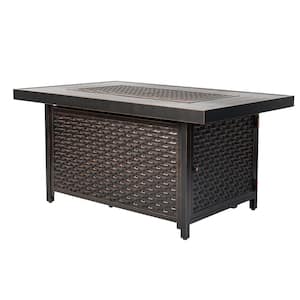 Baker 48 in. x 24 in. Rectangle Aluminum Propane Fire Pit Table in Antique Bronze