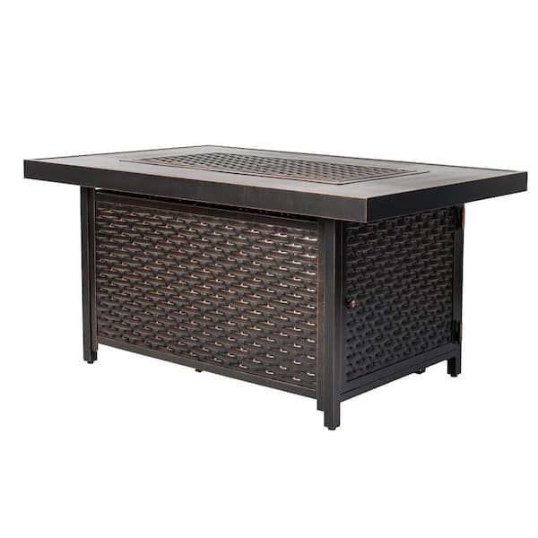 Fire Sense Baker 48 in. x 24 in. Rectangle Aluminum Propane Fire Pit Table in Antique Bronze