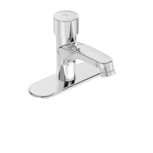 Single-Handle Single Hole Metering Bathroom Faucet with Optional 4 in. Deck Plate in Chrome