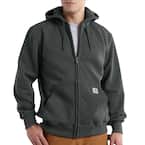 Men's Medium Carbon Heather Cotton/Polyester Rain Defender Paxton Heavyweight Hooded Zip-Front Sweatshirt