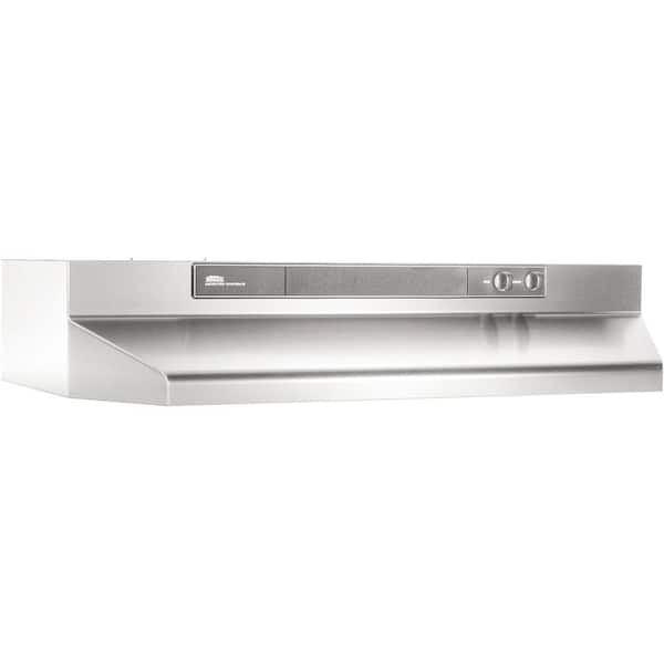Broan-NuTone 46000 Series 30 in. 260 Max Blower CFM Covertible Under-Cabinet Range Hood with Light in Stainless Steel