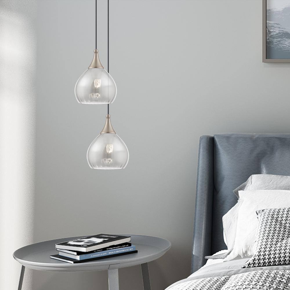Mini Brushed Nickel LED Pendant with Smoke Glass - Indoor/Outdoor
