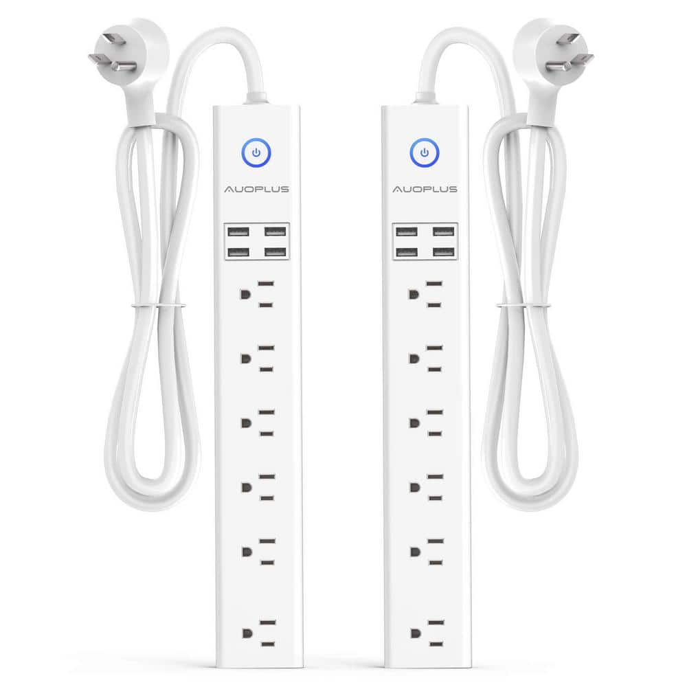 6 ft. Extension Cord 6-Outlet Power Strip Surge Protector in White with 4 USB ports and Flat Plug - 2 Pack price history on PriceWatchPro