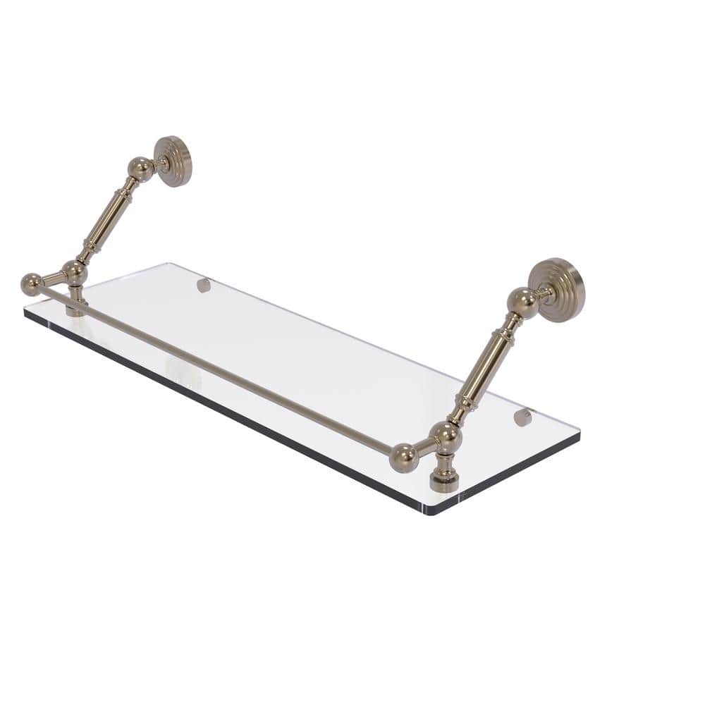 Waverly Place 24 in. W x 7.3 in. H x 8 in. D Glass Rectangular Shelf in Antique Pewter with Gallery Rail price history on PriceWatchPro