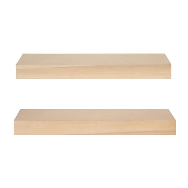 StyleWell Modern Wood Floating Wall Shelves (Set of 2) (26 in. W x 2 in. H)  (20 in. W x 2 in. H) 21BG1251F5T - The Home Depot
