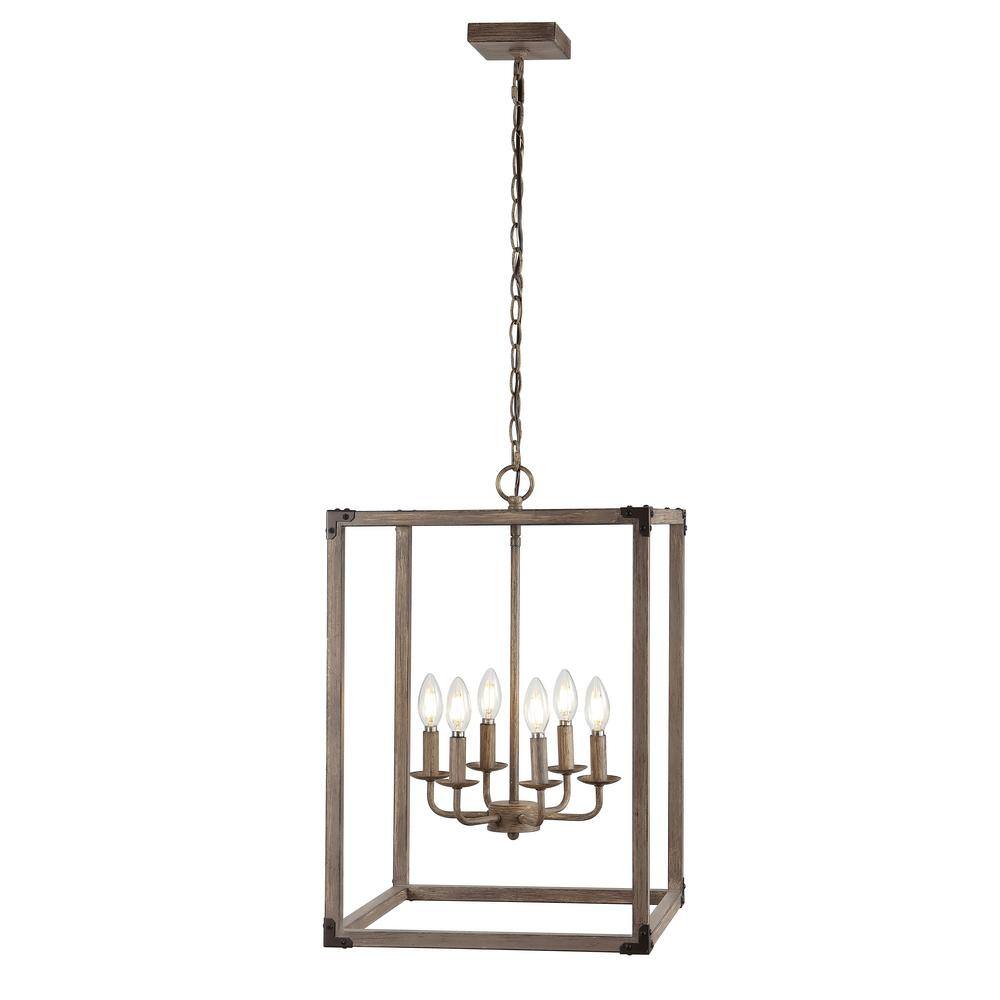 Rustic Farmhouse 16.2" Brown Iron LED Pendant with Edison-Style Bulbs