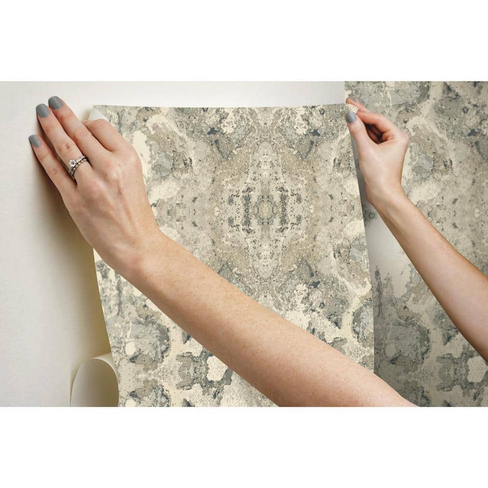 Gray Kaleidoscope Pattern Peel and Stick Wallpaper
