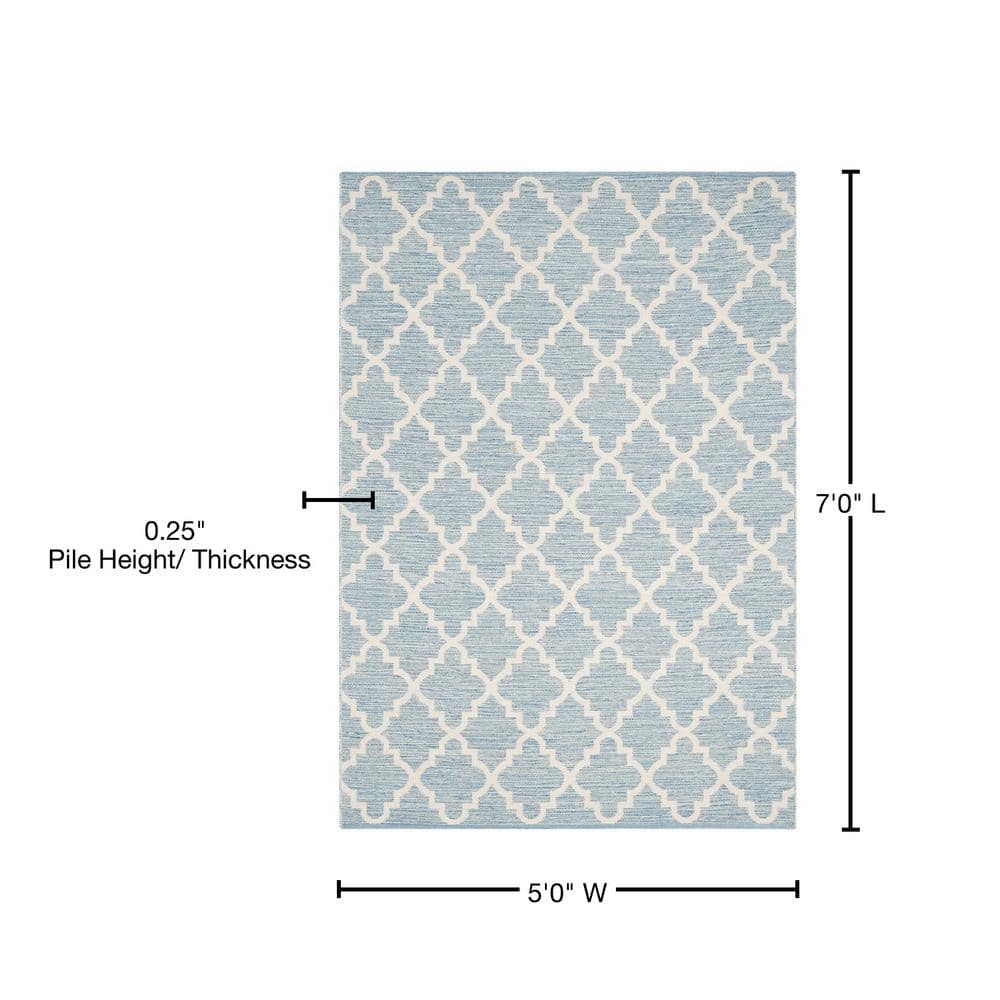 Coastal Breeze Light Blue and Ivory Cotton 5' x 7' Area Rug