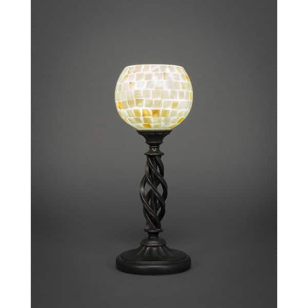 Unbranded Olympia 15 in. Dark Granite Lamp Accent Lamp with Glass Shade