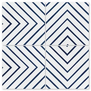 Labyrinth A Berry Blue Multicolor/Matte 8 in. x 8 in. Cement Handmade Floor and Wall Tile (Box of 8/3.45 sq. ft.)