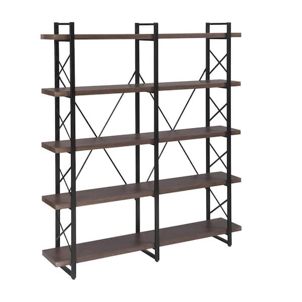 Donason 71 in. H Espresso Wood 5 Shelf Standard Bookcase