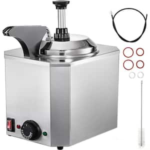 Cheese Dispenser with Pump 2.4 Qt. Capacity Cheese Warmer Stainless Steel Hot Fudge Warmer 650W Cheese Dispenser