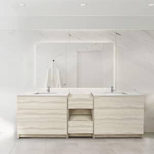 Element Standing 92 in. W x 22 in. D x 35 in. H Bath Vanity in Light Oak with Calacatta White Quartz Top Single Hole