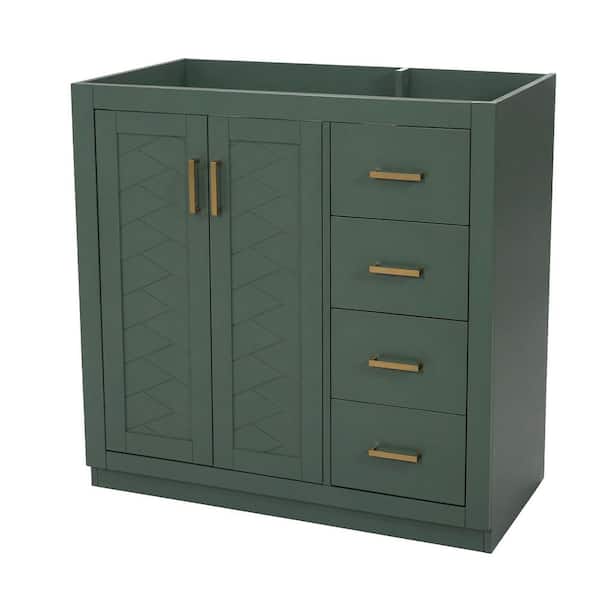 Corlin 35.39 in. W Modern Freestanding Bath Vanity Cabinet without Top in Green with Soft Closing Doors and 3 Drawers
