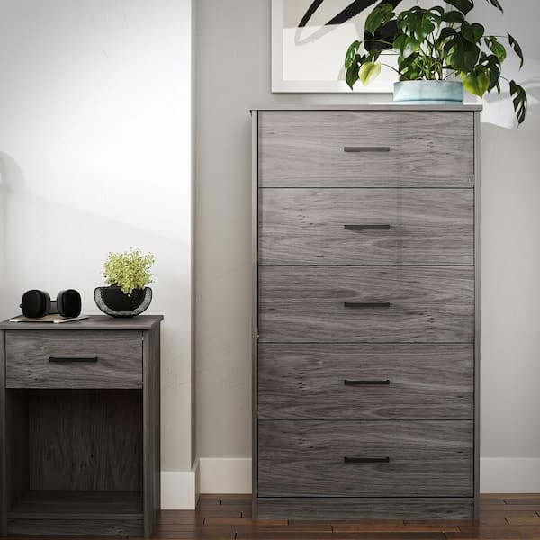 Ameriwood Home Karsan 5-Drawer Dresser, Gray Oak