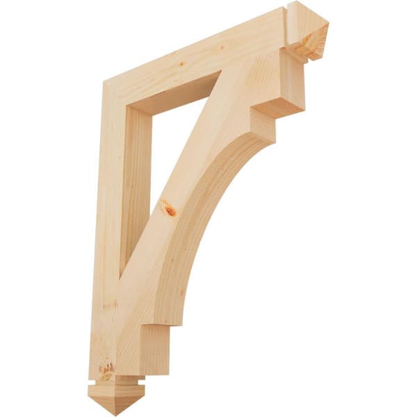 Ekena Millwork 3.5 in. x 36 in. x 28 in. Douglas Fir Merced Arts and Crafts Smooth Bracket