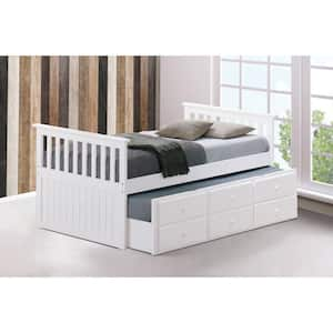 Axana White Twin Caption Bed with Trundle