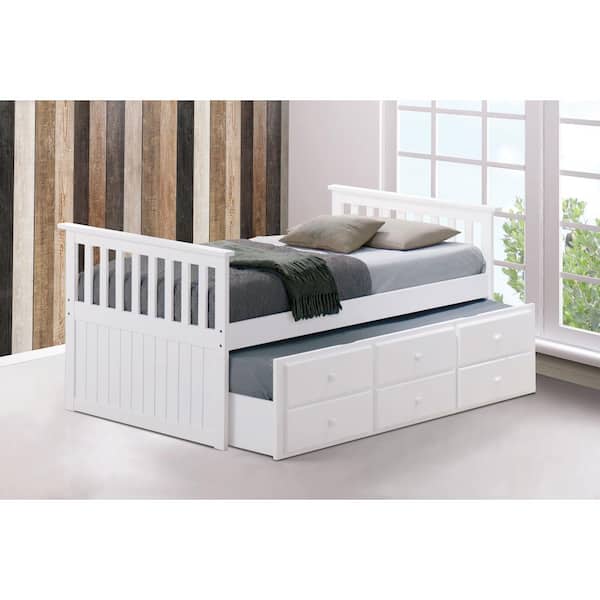 Furniture of America Axana White Twin Caption Bed with Trundle