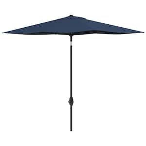 10 ft. x 6.5 ft. Aluminum Market Push-Button Tilt Patio Umbrella in Navy Blue