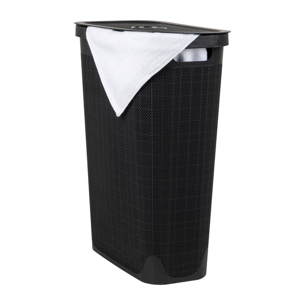 Black 23.5 H x 10.75 W x 18.5 D Plastic Modern 40 L Slim Clothes Basket with Lid Rectangle Laundry Room Hamper price history on PriceWatchPro