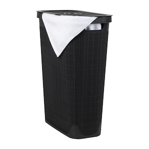 Black 23.5 H x 10.75 W x 18.5 D Plastic Modern 40 L Slim Clothes Basket with Lid Rectangle Laundry Room Hamper