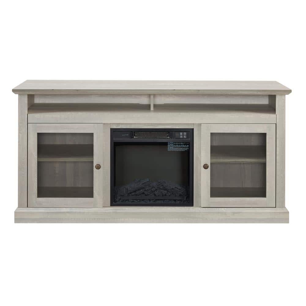 60 in. W x 15.75 in. D x 29 in. H Gray Linen Cabinet w/ 18 in. Fireplace In