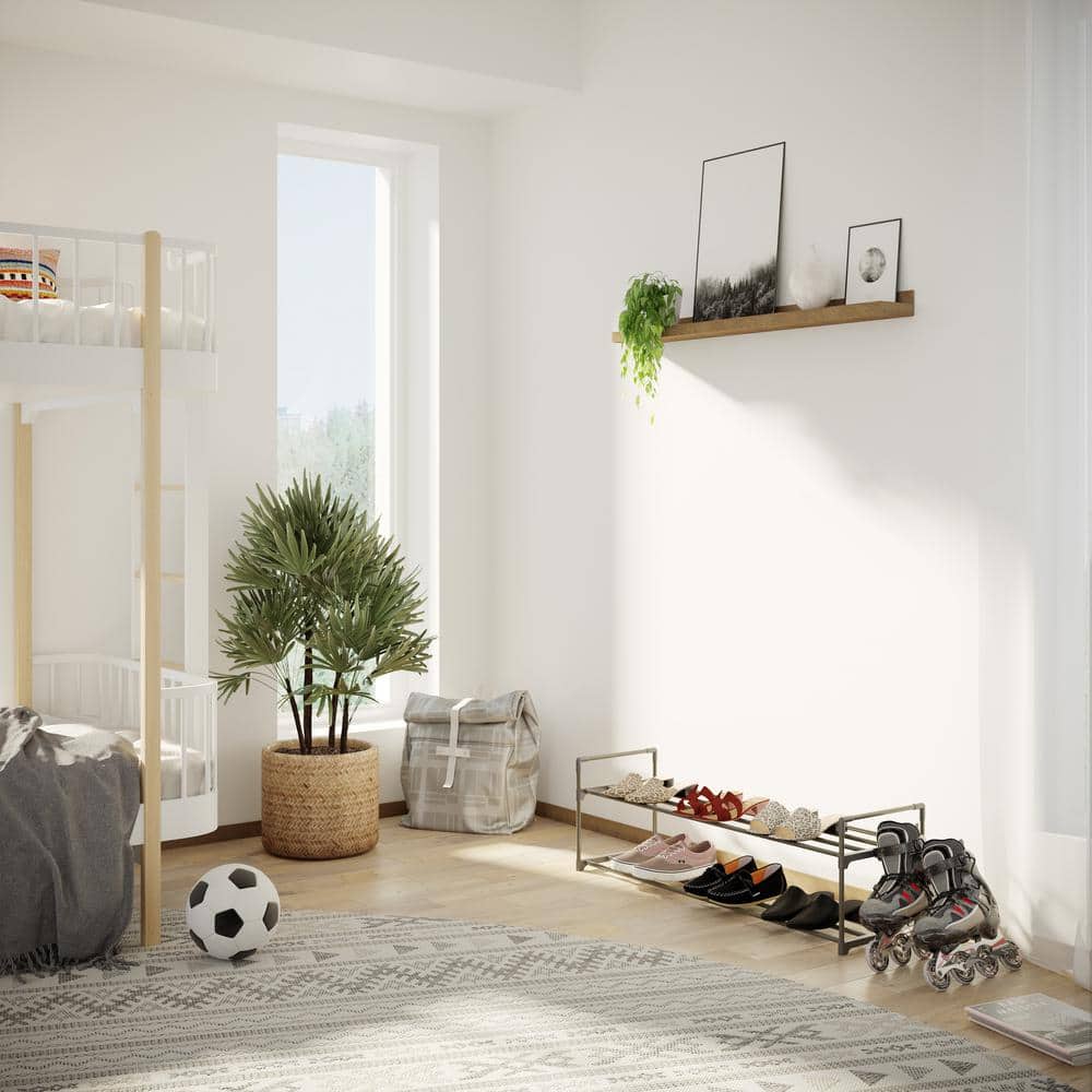 Gray 2-Tier Plastic Shoe Rack Organizer