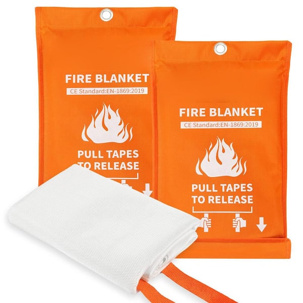 Fiberglass Emergency Flame Retardant Fire Blanket Survival Safety Cover for Home Kitchen 2 Pack 40x40 in.