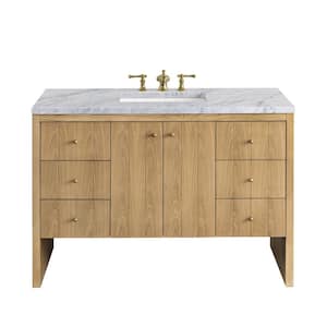 Hudson 48.0 in. W x 23.5 in. D x 34.2 in. H Bathroom Vanity in Light Oak with Carrara Marble Marble Top