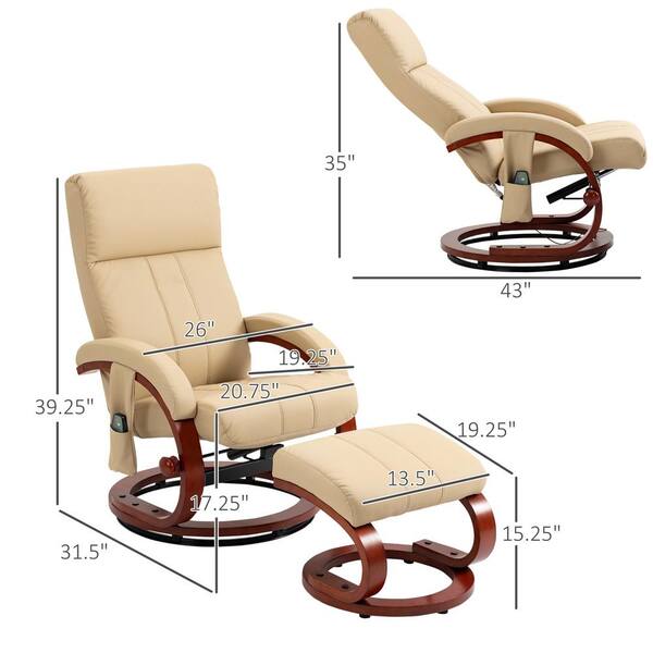 HOMCOM Brown Massage Recliner and Ottoman, PU Leisure Office Chair with 10  Vibration Points, Adjustable Backrest 700-116V71BN - The Home Depot